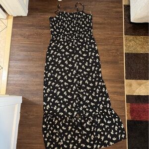 Francesca's Collections Black Jumpsuit with White Floral Print